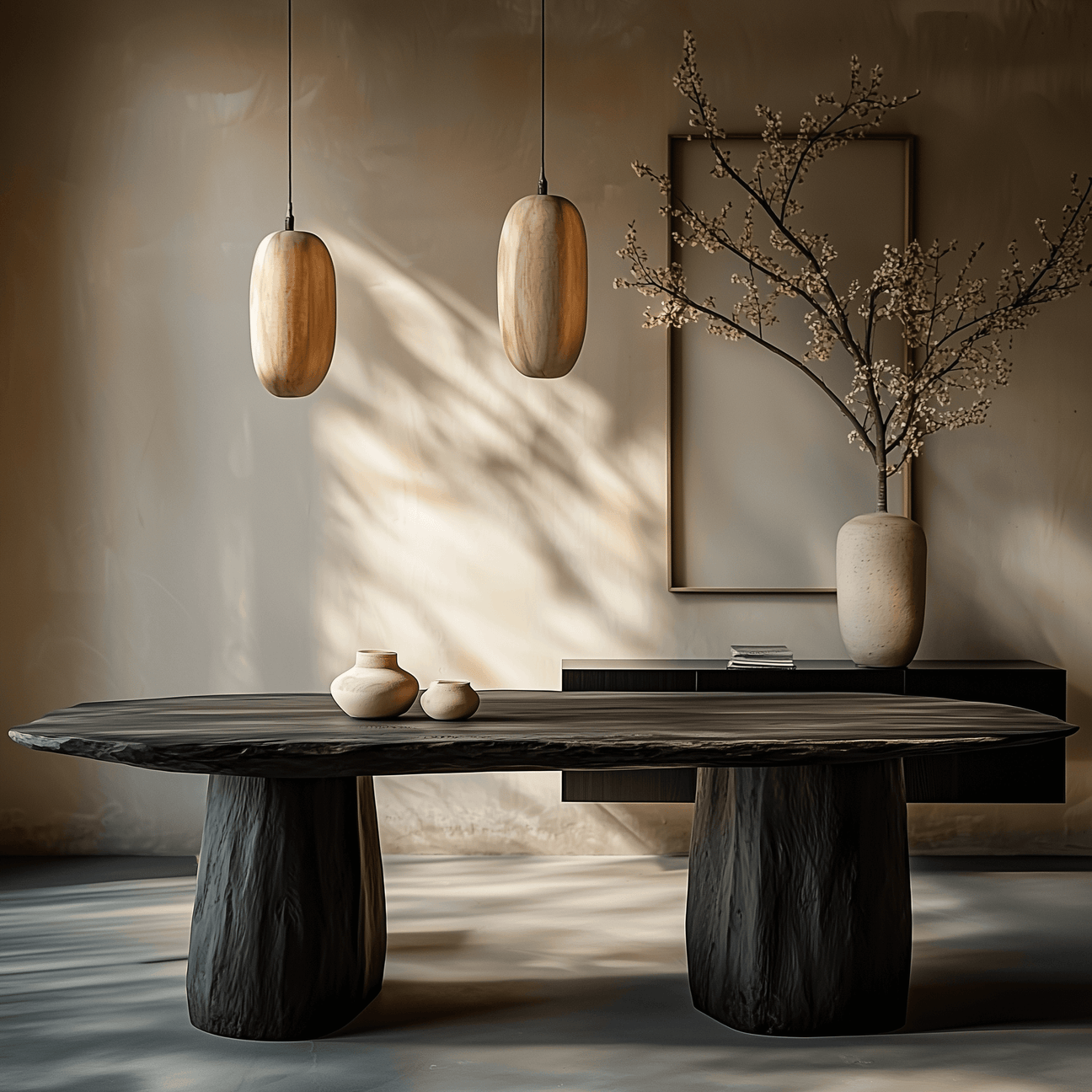 Rin Table with Dual Natural Log Base – Organic Elegance for Modern Spaces