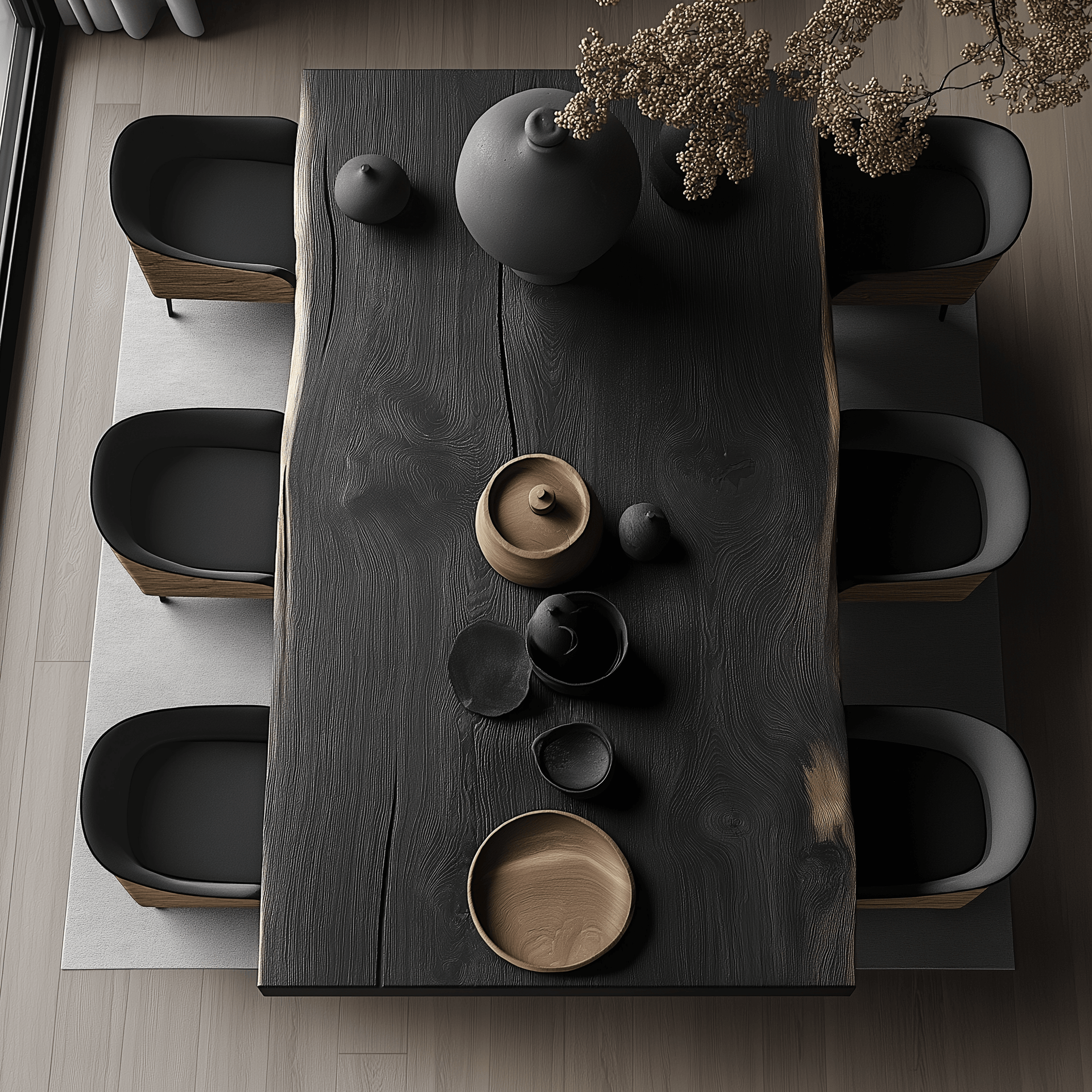 Yama Table – Rectangular Design with Cross-Leg Wooden Base for a Bold Statement