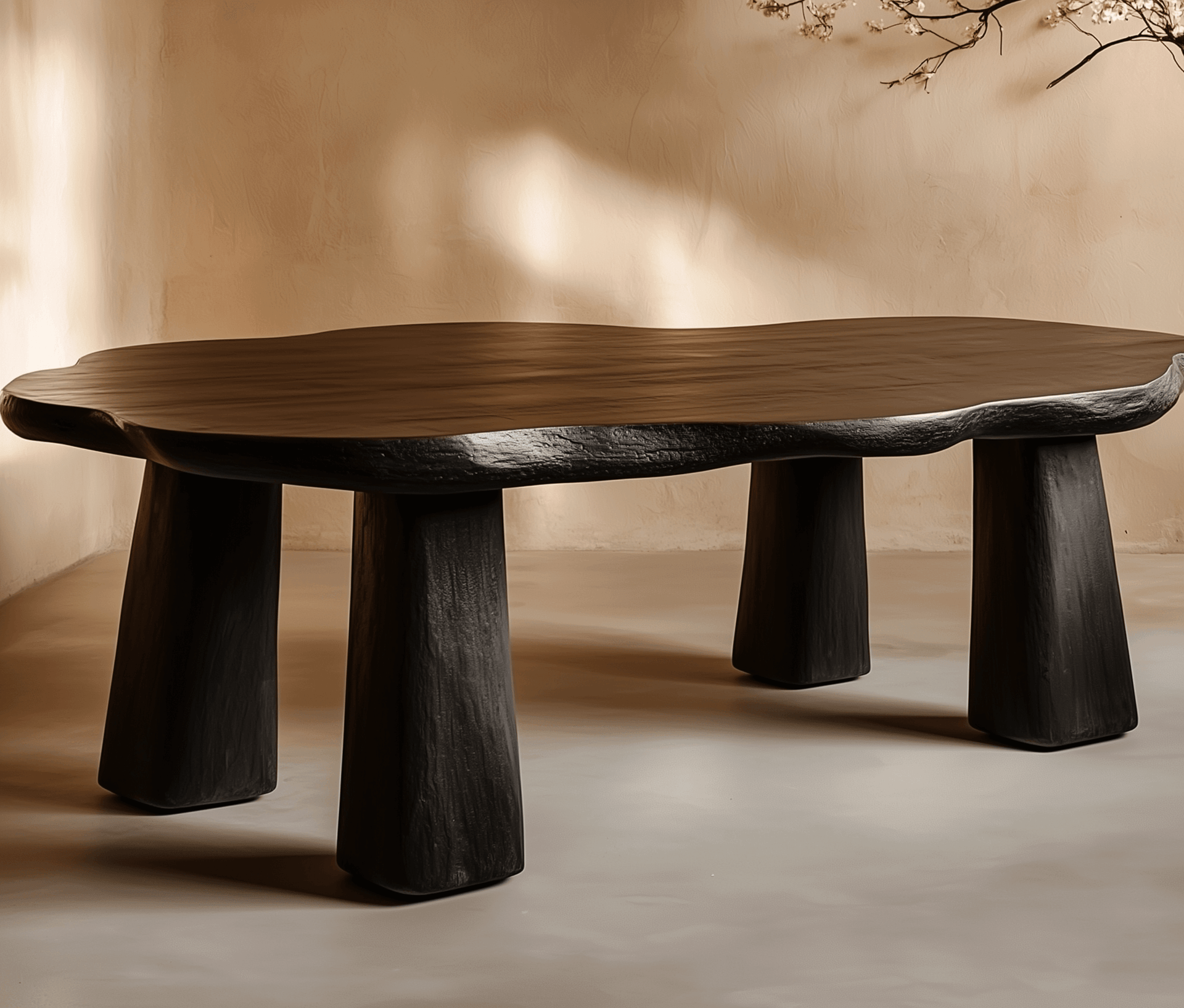 Mizu Table – Organic Design with 4 Individual Legs, Available in Multiple Finishes