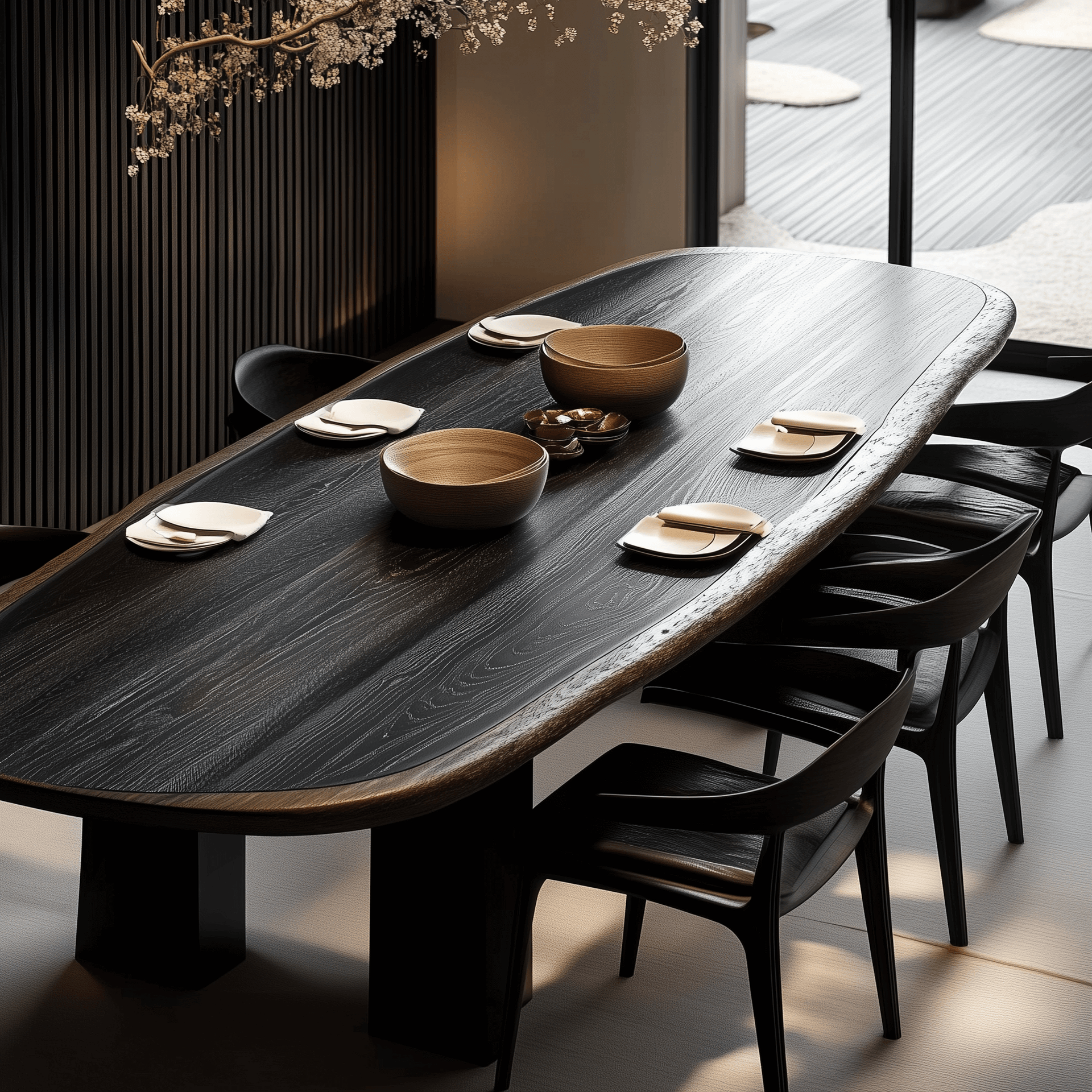 Mizu Table – Oval Design with 4 Individual Legs, Available in Multiple Finishes