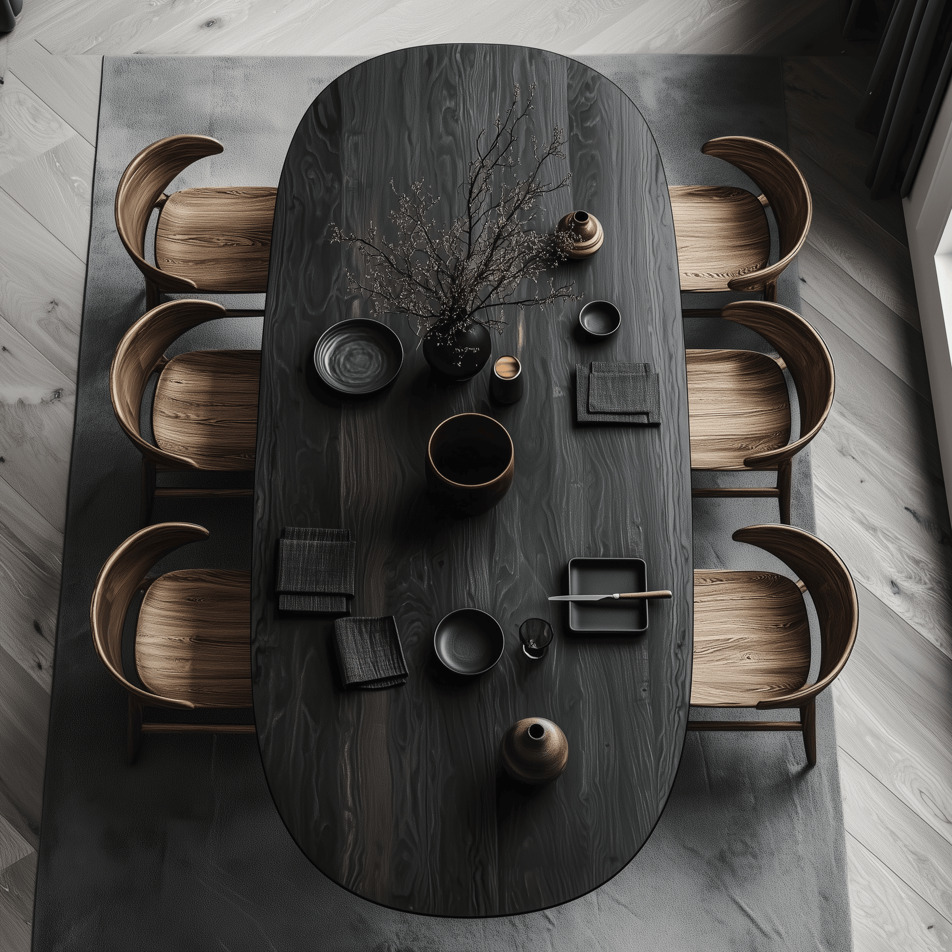 Mizu Table – Oval Design with 4 Individual Legs, Available in Multiple Finishes