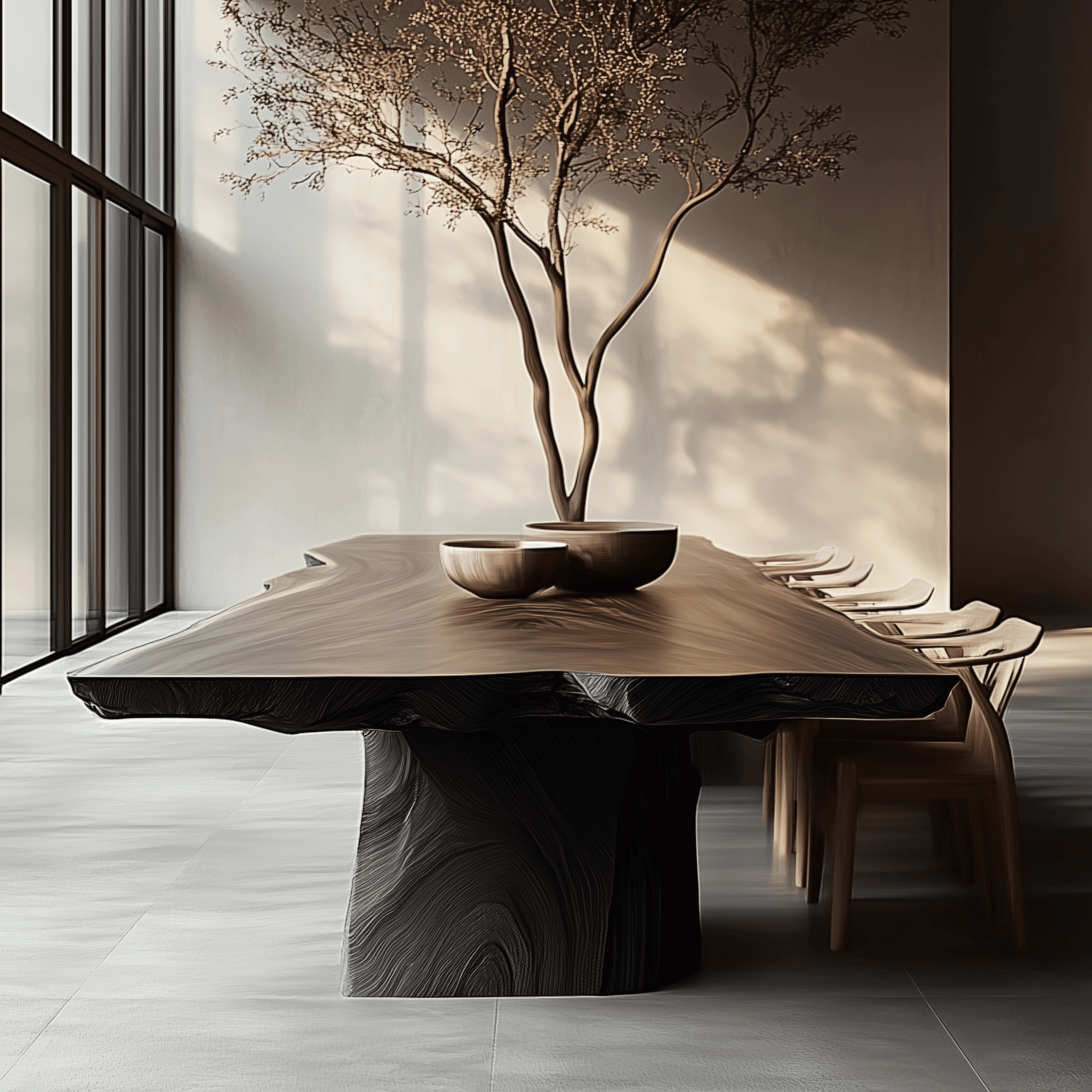 Hikari Block Leg Table – Organic Design with Customizable Finishes
