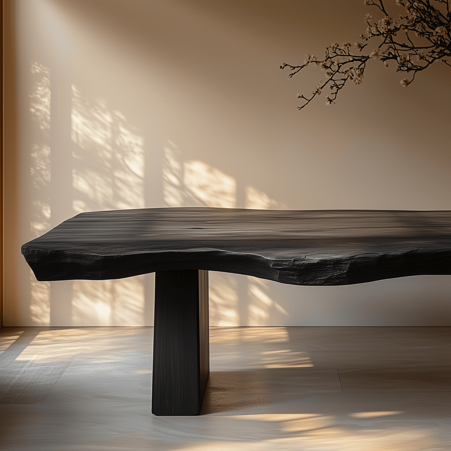 Hikari Block Leg Table – Organic Design with Customizable Finishes